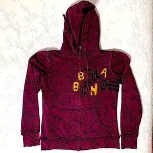 Billabong Hoodie Jacket Appliqué Design Vintage Size Large